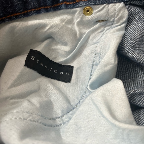 Vintage Sean John Blue Distressed RELAXED HAMILTON jeans Sz 38x32 UNIQUE STYLE - Picture 7 of 11